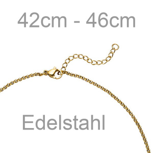Preview: Collier Kette mit Anhänger Edelstahl goldfarben beschichtet 46 cm