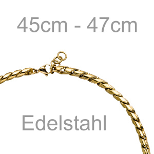Collier Halskette Edelstahl goldfarben beschichtet 47 cm