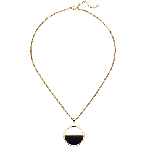 Collier Halskette mit Anhänger Edelstahl gelbgoldfarben beschichtet 45,5 cm