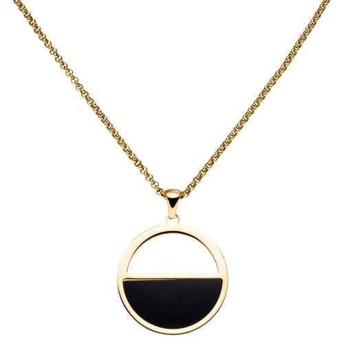 Preview: Collier Halskette mit Anhänger Edelstahl gelbgoldfarben beschichtet 45,5 cm
