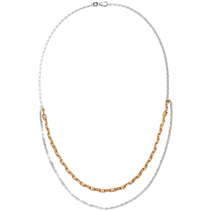 Collier Halskette 925 Sterling Silber bicolor vergoldet 45 cm