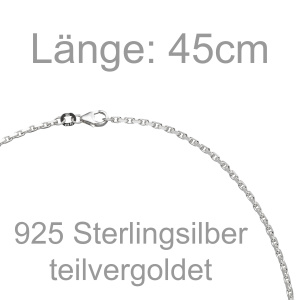 Collier Halskette 925 Sterling Silber bicolor vergoldet 45 cm