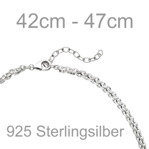 Collier Halskette 925 Sterling Silber bicolor vergoldet 47 cm
