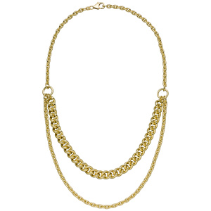 Collier Halskette 2-reihig 925 Sterling Silber vergoldet 45 cm