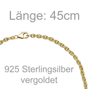 Collier Halskette 2-reihig 925 Sterling Silber vergoldet 45 cm