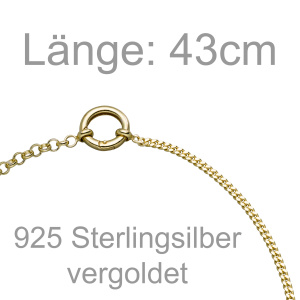 Collier Halskette 925 Sterling Silber vergoldet 43 cm