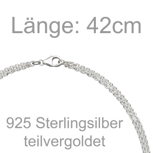 Collier Halskette 925 Sterling Silber bicolor vergoldet 42 cm