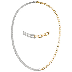 Collier Halskette 925 Sterling Silber bicolor vergoldet 41 cm