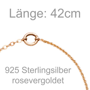 Preview: Collier 925 Sterling Silber rotgold vergoldet 42 cm