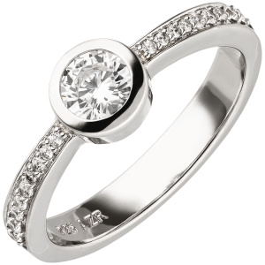 Damen Ring 925 Sterling Silber 19 Zirkonia Silberring