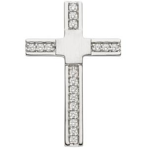 Anhänger Kreuz 925 Silber mattiert 18 Zirkonia Kreuzanhänger Silberanhänger
