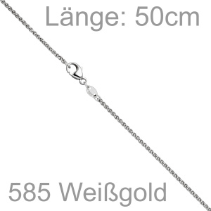Preview: Zopfkette 585 Weißgold 1,8 mm 50 cm Gold Kette Halskette Weißgoldkette Karabiner