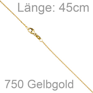 Preview: Ankerkette 750 Gold Gelbgold diamantiert 1,3 mm 45 cm Kette Halskette Karabiner