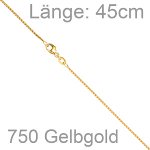 Preview: Rund-Venezianerkette 750 Gold Gelbgold 1,2 mm 45 cm Goldkette Karabiner