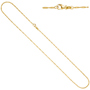 Singapurkette 750 Gold Gelbgold 1,4 mm 45 cm Kette Halskette Goldkette Karabiner