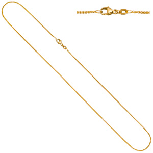 Zopfkette 750 Gold Gelbgold 1,3 mm 45 cm Kette Halskette Goldkette Karabiner