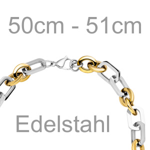 Collier Halskette Edelstahl Bicolor-Optik 51 cm