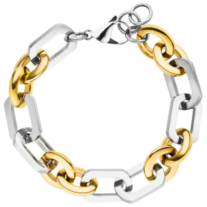 Preview: Armband Edelstahl Bicolor-Optik 22 cm