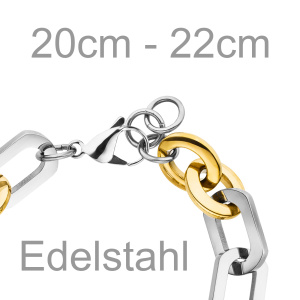 Preview: Armband Edelstahl Bicolor-Optik 22 cm