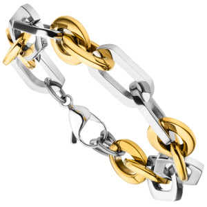 Preview: Armband Edelstahl Bicolor-Optik 22 cm