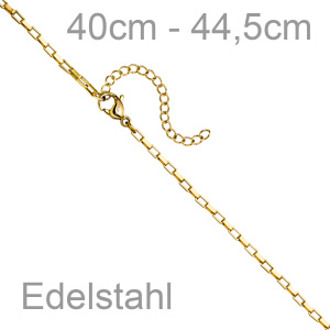 Preview: Collier Halskette Edelstahl goldfarben 44,5 cm