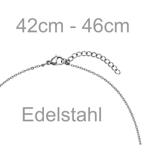 Preview: Collier Halskette Edelstahl mit 5 Perlen 46 cm