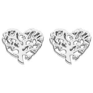 Preview: Ohrstecker Herzförmiger Lebensbaum 925 Sterling Silber mattiert Ohrringe