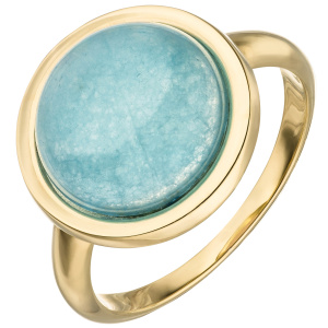 Damen Ring Chalcedon blau 375 Gold Gelbgold
