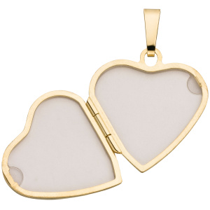 Medaillon Herz 375 Gold Gelbgold bicolor Herzanhänger