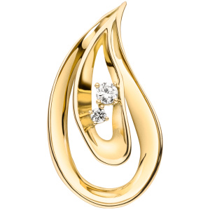 Anhänger Tropfen 585 Gold Gelbgold 2 Diamanten Brillanten