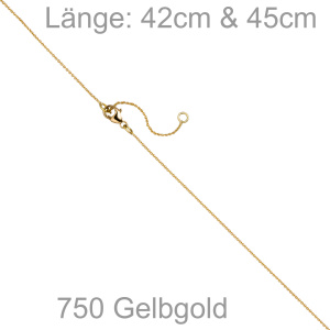 Ankerkette 750 Gold Gelbgold 0,6 mm 45 cm Kette Halskette Karabiner