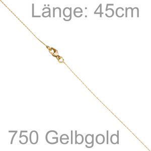 Ankerkette 750 Gold Gelbgold diamantiert 0,4 mm 45 cm Kette Halskette Karabiner