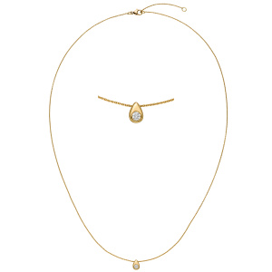Collier Halskette 750 Gold Gelbgold 1 Diamant Brillant 45 cm