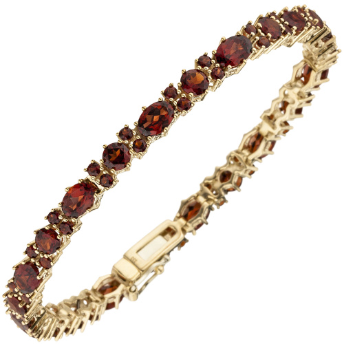 Armband 375 Gold Gelbgold 72 Granate rot 18,5 cm Granatarmband