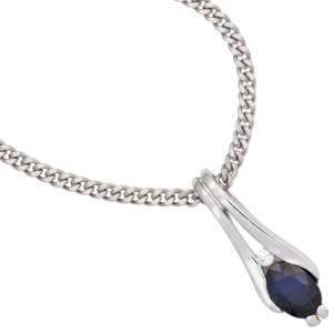 Preview: Anhänger 375 Weißgold 1 blauer Saphir 1 Diamant Brillant