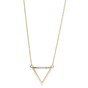 Collier Halskette Dreieck 585 Gold Gelbgold 4 Diamanten Brillanten 42 cm Kette