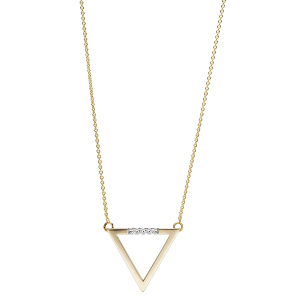 Collier Halskette Dreieck 585 Gold Gelbgold 4 Diamanten Brillanten 42 cm Kette