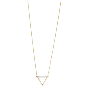 Collier Halskette Dreieck 585 Gold Gelbgold 4 Diamanten Brillanten 42 cm Kette