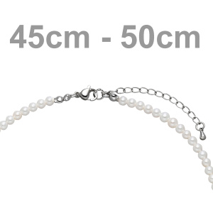 Halskette Kette Muschelkern Perlen weiß 4 mm 50 cm