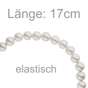Preview: Armband Muschelkern Perlen weiß 6 mm 17 cm Perlenarmband