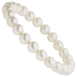 Preview: Armband Muschelkern Perlen weiß 8 mm 17 cm Perlenarmband