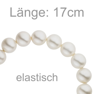 Preview: Armband Muschelkern Perlen weiß 10 mm 17 cm Perlenarmband