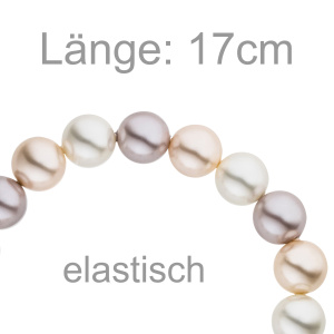 Preview: Armband Muschelkern Perlen multicolor 10 mm 17 cm Perlenarmband