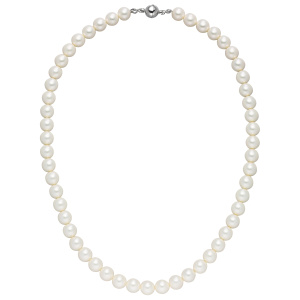 Halskette Kette Muschelkern Perlen weiß 8 mm 45 cm