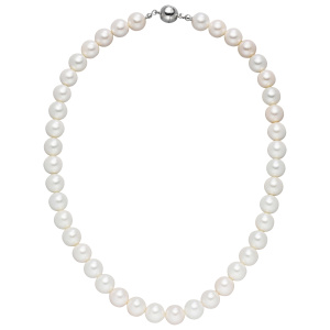 Halskette Kette Muschelkern Perlen weiß 10 mm 45 cm