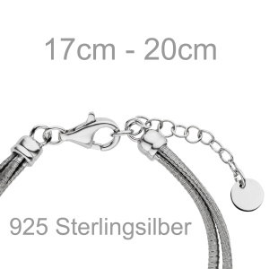 Armband 3-reihig 925 Sterling Silber matt 20 cm Silberarmband