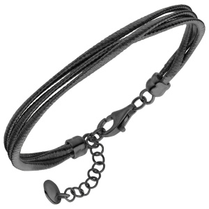 Armband 3-reihig 925 Sterling Silber matt-schwarz 20 cm