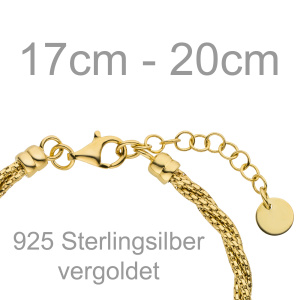 Preview: Armband verschlungen 925 Sterling Silber vergoldet 20 cm