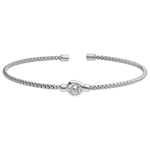 Preview: Armspange / offener Armreif 925 Sterling Silber 1 Zirkonia 17,5 cm