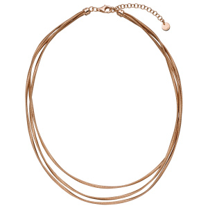 Collier Halskette mehrreihig 925 Sterling Silber rotgold vergoldet matt 47 cm